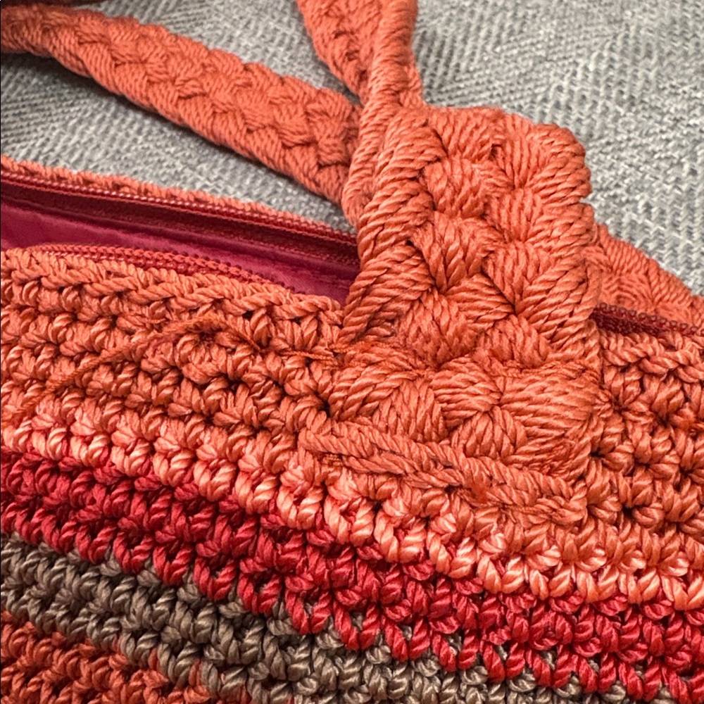 The Sak Orange and Red Crochet Bohemian Tote Bag - Picture 8 of 9